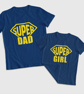 Super Dad and Super Girl Unisex Half Sleeve T-Shirts (Pack of 2)